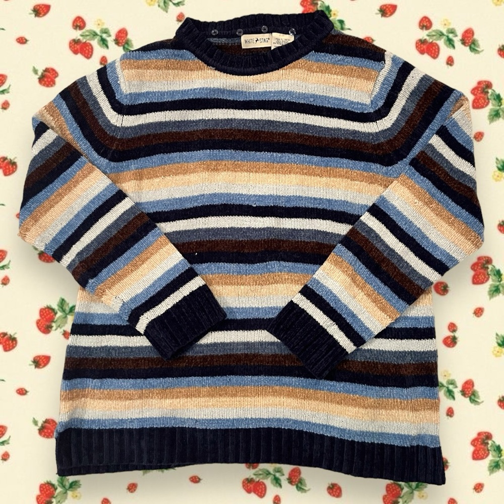 Vintage Blue and Yellow Striped Sweater by White Stag